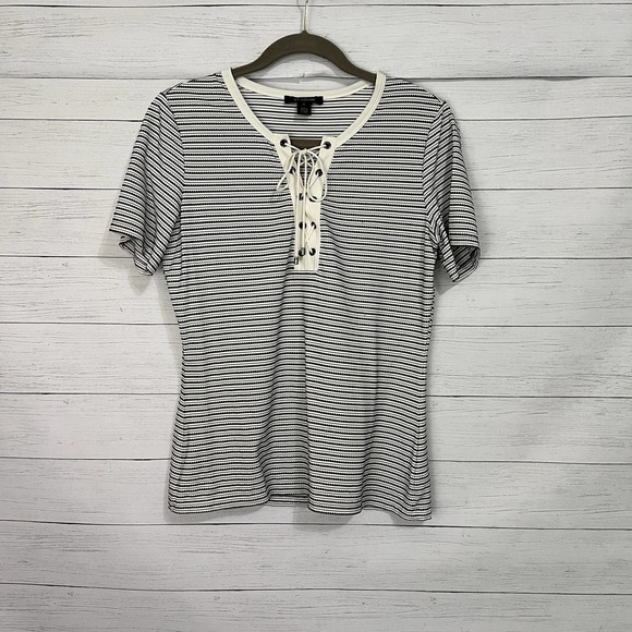 St.John Lace up striped nylon tee - Picture 1 of 5